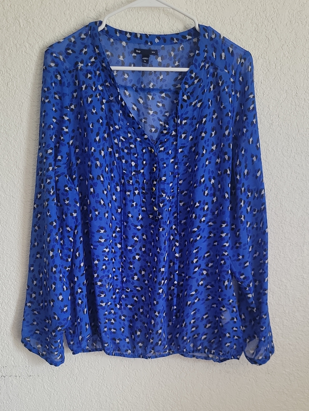 GAP Royal Blue Multi-Spot Long-Sleeve Blouse